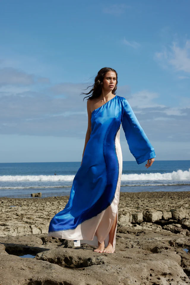 Easton Silk Dress - Ocean Depth/Seashell