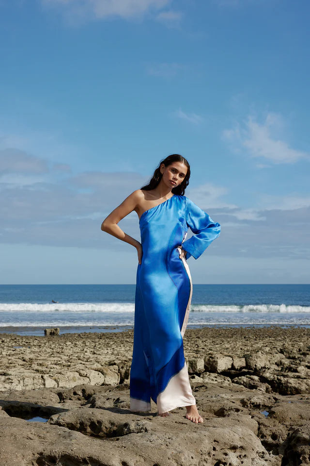 Easton Silk Dress - Ocean Depth/Seashell