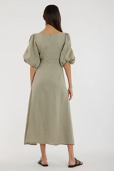 Romilly Linen Midi Dress - Sage