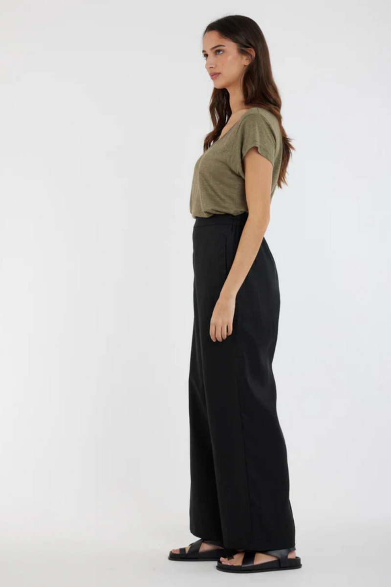 Mabel Linen Pant - Black