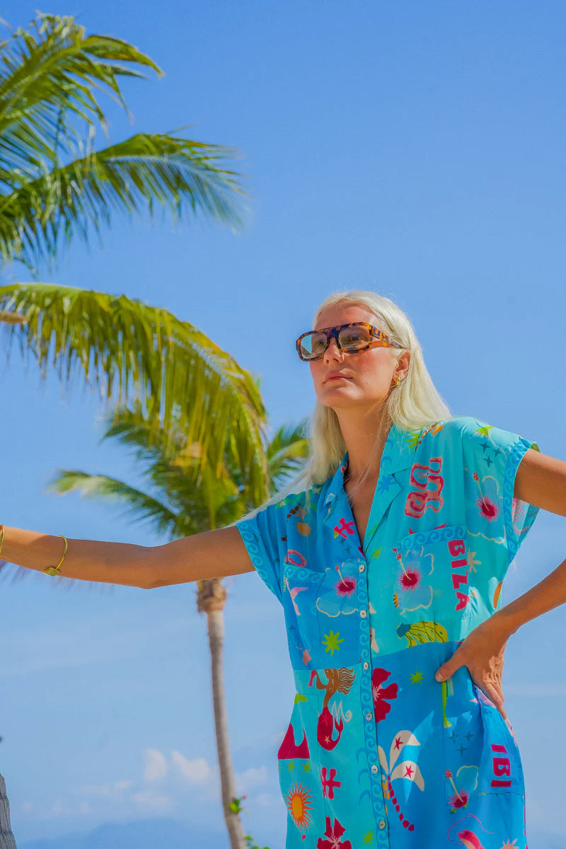 Blue Marlin Shirt Dress