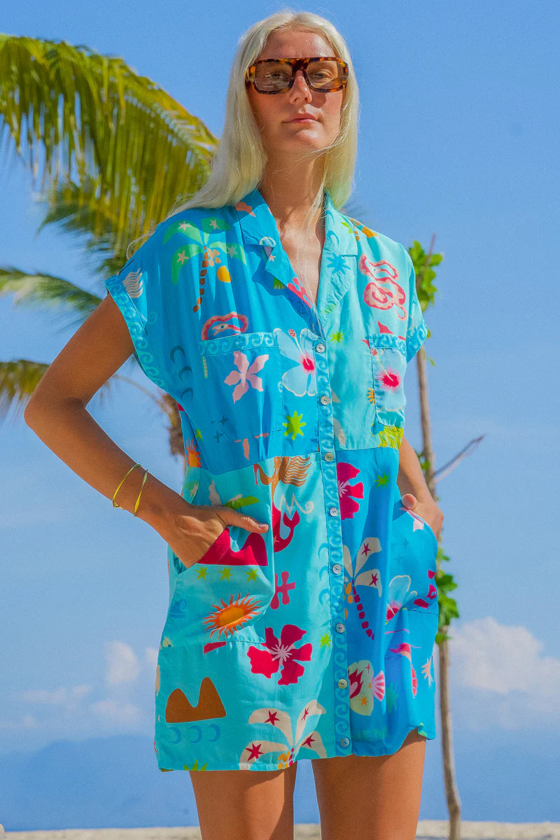 Blue Marlin Shirt Dress