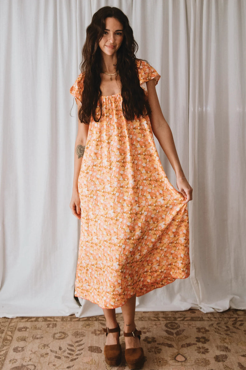 Clementine Frill Midi Dress - Nectar