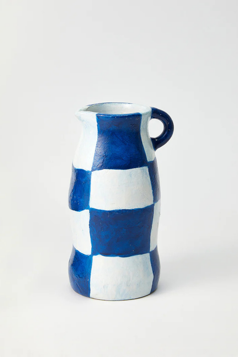 BRETON CHECK VASE BLUE