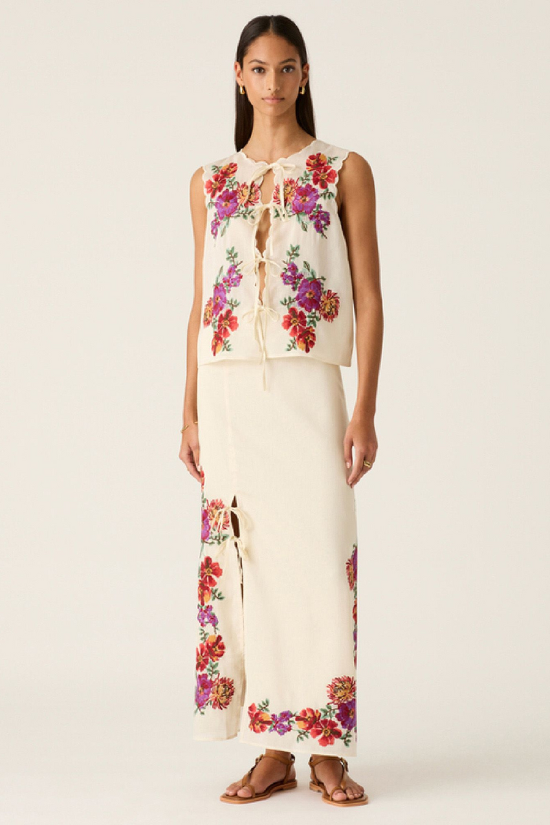 Frida Embroidery Maxi Skirt