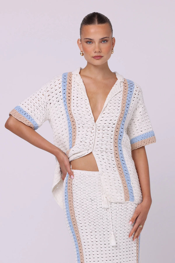 Lea Crochet Top Villa Stripe