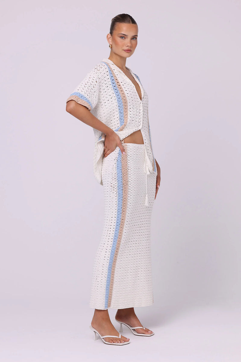 Lea Crochet Maxi Skirt Villa Stripe