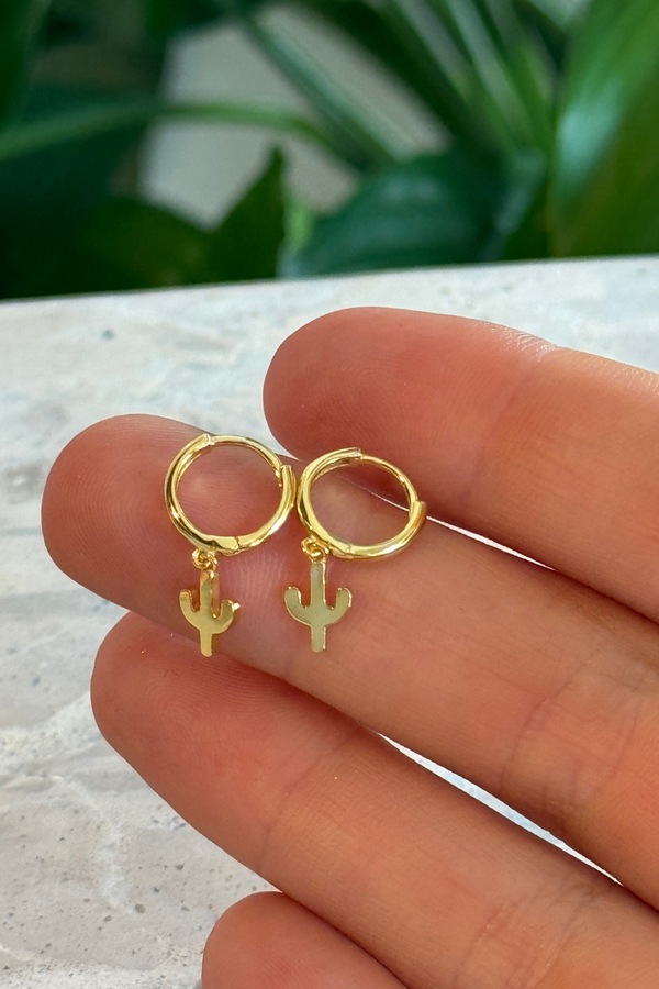 Cactus Hoop Earrings - Gold